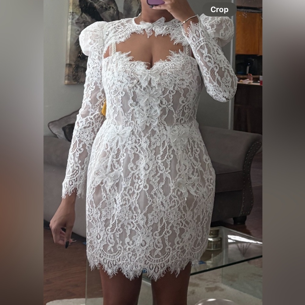 Bronx and Banco White Lace Bolero in White and Mini Dress - Picture 3 of 4